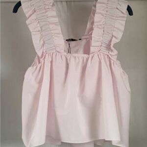 Zara Women's Light Pink Sleeveless Blouse